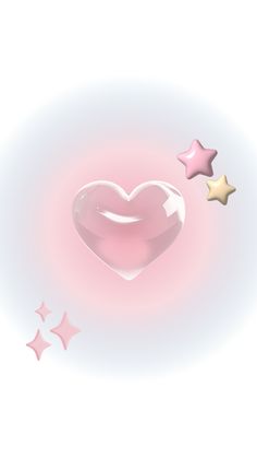 a pink heart and three stars on a white background