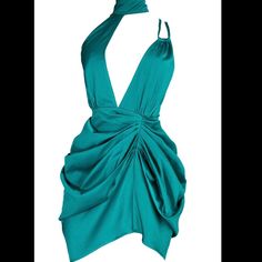 Emerald Green, Size 4, Back Zip Up, Enhances Your Body Satin Halter Neck Mini Dress For Club, Fitted Flirty Mini Dress For Night, Green Satin Club Dress, Green Satin Dress For Club, Fitted Green Dress For Night, Fitted Mini Dress For Spring Night, Flirty Sleeveless Mini Dress For Night, Flirty Mini Dress For Spring Nights, Flirty Spring Mini Dress For Night