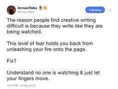 an email message to someone who is writing on the page that reads,'the reason people find creative writing difficult is because they write