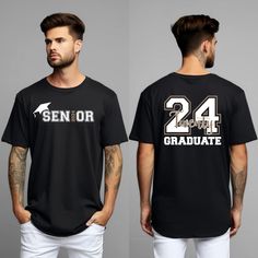 Senior 24 Shirts, Senior 2024 TShirt, Graduation 2024 Shirt, Senior Gifts for Graduation, Class Of 2024, Funny Senior Shirt, School Life Tee --- How To Order ----- 1-) Please, check and review all the photos. 2-) Choose your t-shirt size and color. *Different styles of shirts may have different shades of same color choice due to different manufacturer brands. *For this reason, we recommend you to match shirts from the same styles if you want precisely matching colors (ex. Unisex, V-necks, Toddle Black Crew Neck Top For Graduation, Short Sleeve Shirt With Text Print For Graduation, Black T-shirt With Graphic Print For Graduation, Black Graphic Print T-shirt For Graduation, Graduation T-shirt With Letter Print In Relaxed Fit, Graphic Tee Crew Neck For Graduation, Graphic Tee T-shirt For Graduation, Short Sleeve Tops With Text Print For College Events, Black Crew Neck Top For College Events