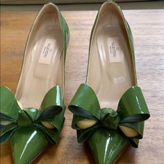 Green, 2 Inch Heels, Bows Green Slingback Pumps With 4-inch Heel For Formal Occasions, Green 4-inch Heel Slingback Pumps For Formal Occasions, Green Medium Width Slip-on Heels, 2 Inch Heels, Valentino Shoes, Salvatore Ferragamo Flats, Shoes Pumps, Pump Shoes, Shoes Women Heels