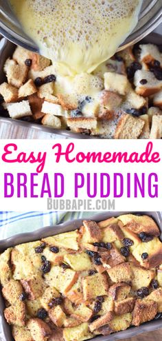 easy homemade bread pudding recipe in a pan