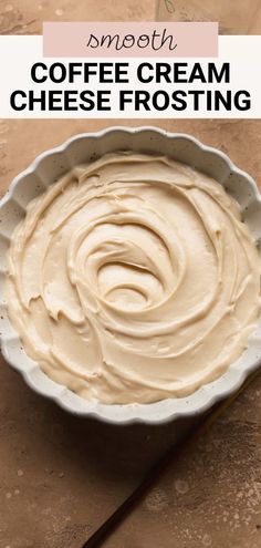 coffee cream cheese frosting in a white bowl