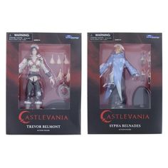 two action figures from castlevania in packaging