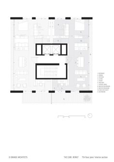 the floor plan for an office building with two floors and one room on each side