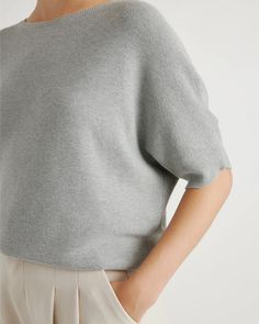 Sweaters  | Quince | Women's Lightweight Cotton Cashmere Link-Stitch Dolman Sweater in Heather Grey, Size Small, Organic Cotton Hand Knitted Sweaters Quince & Co., Quince Cashmere Sweater, Comfy Cotton Sweater Soft-washed, Relaxed Fit Cotton Sweater With Soft-washed Detail, Cashmere Soft Knit Long Sleeve V-neck Sweater, Silk Pajamas Shorts, Dolman Sweater, Dolman Sleeve Sweater, Boyfriend Cardigan