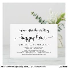 a white card with the words happily ever after brunch on it next to some flowers