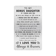 a metal plaque with the words to my daughter and i love you always on it