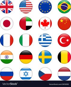 the flags of different countries in circles