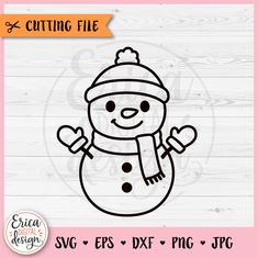 a snowman wearing a hat and scarf, with the word cutting file on it