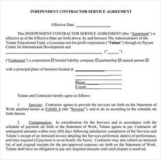 the independent contract agreement is shown in this document