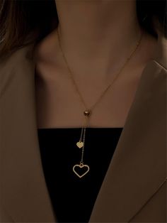 Color: Gold Gender: Women Material: Zinc Alloy Quantity: 1 piece Style: Glamorous Details: Heart Type: Y-Necks + Lariats IN Length 18.9-21.7 This data was obtained from manually measuring the product, it may be off by 1-2 CM. Wide Band Diamond Rings, Army Accessories, Heart Type, Gold Lariat Necklace, Embellished Fashion, Gold Necklace Simple, Fashion Eye Glasses, Jewelry Lockets, Fancy Jewellery