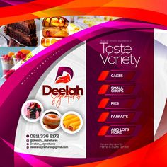 an advertisement for toaste variety with different types of pastries and desserts on it