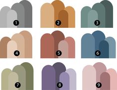 the different shades of nail polish in each shade, from dark to light and neutral