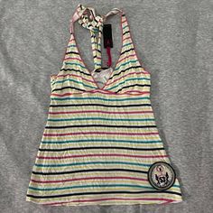 Playboy Tank Top Nwt Size:Medium I Believe, Brand New With Tags Such A Cute And Unique Piece! Don’t Mind Keeping Final Sale | Price Is Firm Resells For 100+ #Playboy #Bunny #2000s #Y2k #Vintage Striped Racerback Tops For Spring, Sporty Multicolor Racerback Top, Retro Racerback Tops For Spring, Sporty V-neck Beach Tops, Multicolor Racerback Top For Spring, Y2k Multicolor Beach Tops, Sporty Striped Tops For Beach, Thrift Manifest, Wardrobe Pieces