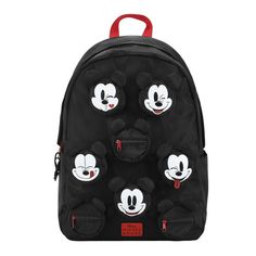 This officially licensed Disney backpack is a must-have! Custom designed with various polyurethane appliques of Mickey Mouse, this backpack is a great way to show off your fandom for The Mouse! Measuring 18.5 inches in height, it's the perfect size for carrying your work, or travel supplies comfortably. The top zipper ensures easy access to the spacious main compartment, while multiple front zipper pockets provide extra storage for snacks and essentials. The padded and adjustable straps offer a Black Mickey Mouse Backpack For Back To School, Disney Mickey Mouse Backpack, Back To School Backpack For Disney Fan Events, Character Style Backpack For Disney Fan Events, Black Mickey Mouse Backpack For Disney Fan Events, Disney Mickey Mouse Backpack For School, Disney Mickey Mouse Standard Backpack, Mickey Mouse Backpack For School, Casual Mickey Mouse Backpack For Back To School