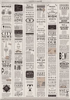 an old newspaper page with many different types of news paper on the front and back