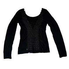 Elevate Your Wardrobe With This Stunning Patty Boutik Lace Up Crochet Top In Black. The Top Features A V-Neckline, Long Sleeves, And A Lace-Up Closure, Making It Perfect For Both Casual And Party/Cocktail Occasions. The Solid Pattern, Made From Spandex And Rayon Materials, Offers A Comfortable Fit With Stretch Features. This Blouse Is Perfect For Juniors, And The Xl Size Is Suitable For Women Who Prefer Regular Fit. Hand Wash Only For Optimal Care. The Top Is Perfect For Summer, Fall, And Spring Black V-neck Lace Top, Black Lace Trim V-neck Top, Black Cotton Tops With Lace Trim, Black Gothic V-neck Top, Gothic Black V-neck Top, Black V-neck Crochet Top For Spring, Gothic Tops With Lace Trim For Fall, Gothic Lace Tops For Fall, Gothic Lace Top For Fall