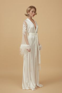 Silk Bridal Robe, Lace Nightgown