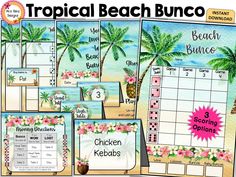 the tropical beach bunco game is ready to be played