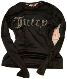 Stretch Crew Neck Top With Rhinestones, Fitted Rhinestone Tops For Fall, Trendy Black Tops With Rhinestones, Trendy Black Top With Rhinestones, Trendy Long Sleeve Embellished Tops, Stretch Black Tops With Rhinestones, Trendy Black Embellished Tops, Trendy Rhinestone Tops For Fall, Trendy Embellished Black Tops