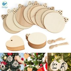 wooden christmas ornaments and decorations for the tree