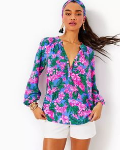 #ad Premium Quality Lilly Pulitzer Elsa Silk Top Cerise Pink Safari Sunset SIZE XS-XXL, Women's Top Authentic Dress, Pink Safari, Safari Sunset, Cerise Pink, Silk Top, Fashion Tops, Womens Clothing Tops, Lilly Pulitzer, Womens Tops