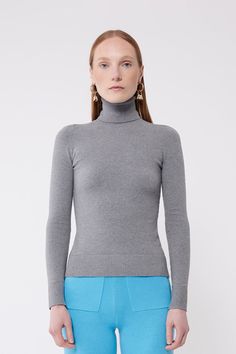 JoosTricot Slate Grey Peachskin Long Sleeve Fitted Turtleneck Fitted Gray Turtleneck For Winter, Gray Fitted Turtleneck For Fall, Fitted Gray Turtleneck For Fall, Elegant Solid Spring Turtleneck, Elegant Spring Turtleneck, Elegant Stretch Turtleneck In Solid Color, Classic Fitted Cashmere Turtleneck, Fitted Cashmere Turtleneck In Chic Style, Chic Fitted Cashmere Turtleneck