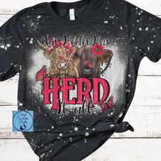 Highland Cow Clothes, Highland Cow Shirt, Cow Shirt Ideas, Cow Shirts For Women, Cow Outfits, Bleached Shorts, Bleach Shirt, Heifer Cow, Bleached Shirt