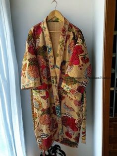 #ad Top Rated Vintage Cotton Handmade Kantha Jacket japanese Kimono Style Quilted Kantha Robe, Fashion womens jacket Vintage Long Sleeve Kimono With Patchwork, Vintage Long Sleeve Patchwork Kimono, Vintage Winter Kimono With Kimono Sleeves, Winter Vintage Kimono With Patchwork, Vintage Floral Print Kimono, Fall Beige Cotton Kimono, Traditional Beige Long Sleeve Kimono, Traditional Long Sleeve Beige Kimono, Kimono Women