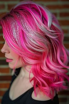 Updos For Shoulder Length Hair, Pink Hair Tips, Haircut Ideas Brown Hair, Deep Black Hair, Creative Braids, Exotic Hair Color, Pink Ombre Hair, Ideas Haircut, Purple Ombre Hair