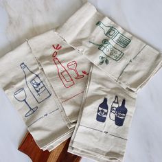 A Drink With Friends Tea Towels - Set of 4 - Holistic Habitat Handmade Dish Towels, Embroidered Hand Towels, Tea Towel Embroidery, Diy Tea Towels, Embroidered Tea Towels, Simple Tea Towel Embroidery, Embroidered Tea Towels Pattern, Embroidery Kitchen Towels, Almond Creme