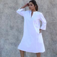 White Linen Dress Linen Shift Dress Split neck dress | Etsy Linen Shift Dress, White Shift Dresses, White Linen Dresses, Summer Linen Dresses, French Seam, Linen Dresses, Linen Dress, White Linen, Perfect Outfit