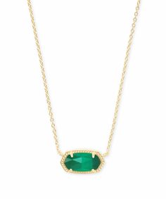 A dainty stone and delicate metallic chain combine to create the Elisa Gold Pendant Necklace in Emerald Cat's Eye, your new favorite wear-anywhere accessory. This pendant necklace can be paired with any look, providing that extra touch of timeless style. Make the Elisa Gold Pendant Necklace a staple in your wardrobe and you will not be disappointed. Kendra Scott Emerald Necklace, Kendra Scott Necklace Green, Elisa Gold Pendant Necklace, Elisa Necklace, Elisa Pendant Necklace, Teenage Birthday, Kendra Scott Necklace Elisa, Short Pendant Necklace, Kendra Scott Elisa