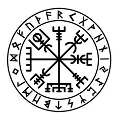 an image of a circle with symbols in the middle and two letters on each side