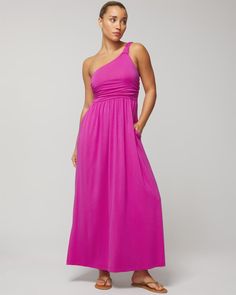 Soft Jersey One-Shoulder Knot Maxi Bra Dress - Soma Shoulder Knots, Soma Intimates, Bra Dress, The Vanishing, Sleepwear Pajamas, Shapewear, Jersey Fabric, Looks Great, Knot