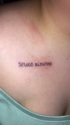 the back of a woman's shoulder with an inscription that reads 3500 minutes