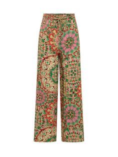 Paneled pants. Double knotted belt closure. Wide leg. All over print.Composition: 100% Viscose Supermodel Style, Fendi Wallet On Chain, Diana Vreeland, Pleated Jacket, Jeans Jumpsuit, Yoga Wear, French Fashion, Fashion Labels, Bridal Shoes