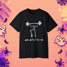 Elevate your workout and sense of humor with our Skeleton Deadlifting Gym Shirt Pump Cover. This humorous fitness apparel features a skeleton lifting a barbell while adding a touch of fun to your gym routine. Perfect for weightlifters who appreciate a good laugh. Get yours now and deadlift with a smile!  This unisex ultra cotton tee is a classic. The shoulders are tapped for a good upper-body fit. There are no side seams, ensuring a clean, unbroken flow. The collar has ribbed knitting for improved elasticity. The materials that went into this product are sustainably sourced and economically friendly.  .: 100% cotton (fiber content may vary for different colors) .: Medium fabric (6.0 oz/yd² (203 g/m .: Classic fit .: Tear-away label .: Runs bigger than usual Skeleton Deadlifting, Funny Gym Shirt, Gym Rats, Funny Gym Shirts, Pump Cover, Funny Gym, Gym Routine, Gym Shirt, Fitness Apparel