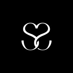 the letter s is made up of two intertwined hearts on a black background with white lines