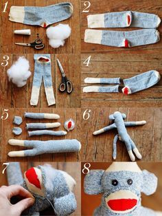 instructions to make sock monkey puppets for kids