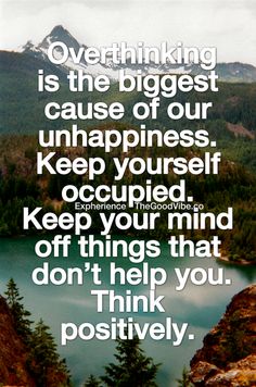 an instagramt with the quote'everything is the biggest cause of our unhappness keep yourself occupied, keep your mind off things that don't hep