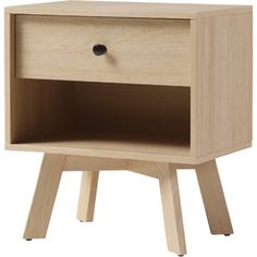 a small wooden table with one drawer open