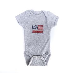 a baby bodysuit with the word usa printed on it