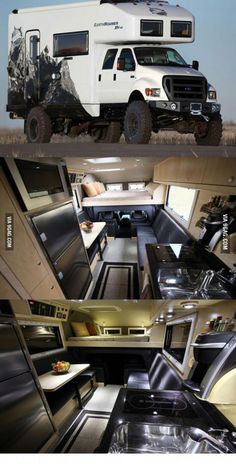 the interior and exterior of a recreational vehicle