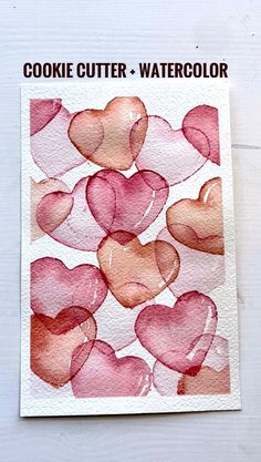 Mana | Happy Sunday to everyone! Here is my cookie cutter painting tutorial ! This is a very simple and easy watercolor painting! Great for… | Instagram Easy Watercolor Hearts, Heart Water Colour Painting, Valentine Watercolor Cards Diy, Watercolour Hearts Painting, Hearts Watercolor Art, Homemade Valentines Day Cards Aesthetic, Valentine's Day Watercolor Cards, Simple Diy Valentines Cards, Valentine’s Day Watercolor Painting