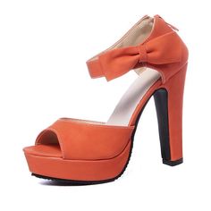 Features: Bow, Ankle StrapsHeel Height: 12 cmPlatform Height: 3 cmColor: Black, Pink, Orange, BeigeSize: US 3, 4, 5, 6, 7, 8, 9, 10, 11, 12(All Measurement In Cm And Please Note 1cm=0.39inch) Note:Use Size Us 5 As Measurement Standard, Error:0.5cm.(When Plus/Minus A Size,The Round And Shaft Height Will Plus/Minus 0.5CM Accordingly.Error:0.5cm) Note: The size you choose is US Size and 1CM=0.39inch. Size Guide: US 3=EU34=22CM,US 4=EU35=22.5CM,US 5=EU36=23CM, US 6=EU37=23.5CM,US 7=EU38=24CM,US 8=EU Chunky Pumps, Fancy Sandals, High Heel Sandals Platform, Sandals Chunky, Orange Shoes, Platform High Heels, Ankle Strap Heels, Ankle Straps, Heel Sandals