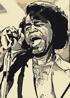 a drawing of a man singing into a microphone