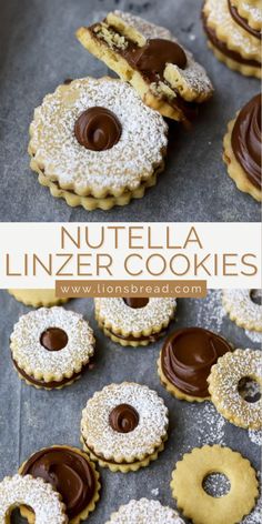 nutella linzer cookies with chocolate frosting and sprinkles on top