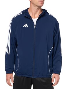 PRICES MAY VARY. Men's windbreaker with practical zip pockets and a cool mesh lining REGULAR FIT: Wider at the body, with a straight silhouette FEEL DRY, STAY DRY: adidas AEROREADY manages your body's moisture to keep you dry and in the zone TIMELESS SPORT STYLE: Full zip with drawcord-adjustable hood for a classic hoodie look MADE WITH RECYCLED MATERIALS: This product is made with 100% recycled materials. By reusing materials that have already been created, we help to reduce waste and our relia Blue Long Sleeve Windbreaker For Winter Sports, Cheap Men's Long Sleeve Windbreaker, Blue Long Sleeve Weatherproof Windbreaker, Blue Half-zip Windbreaker For Sports, Blue Moisture-wicking Sportswear Windbreaker, Mens Windbreaker, Lightweight Jacket, Sport Fashion, Adidas Men